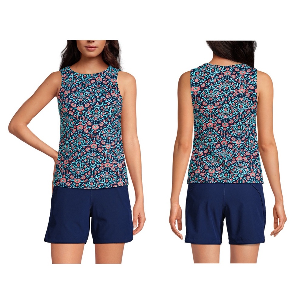 Lands end high neck tankini swimsuit top NWT